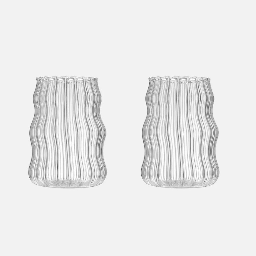 2er Set 'Stripe Wave' Borosilikatglas (540ml)